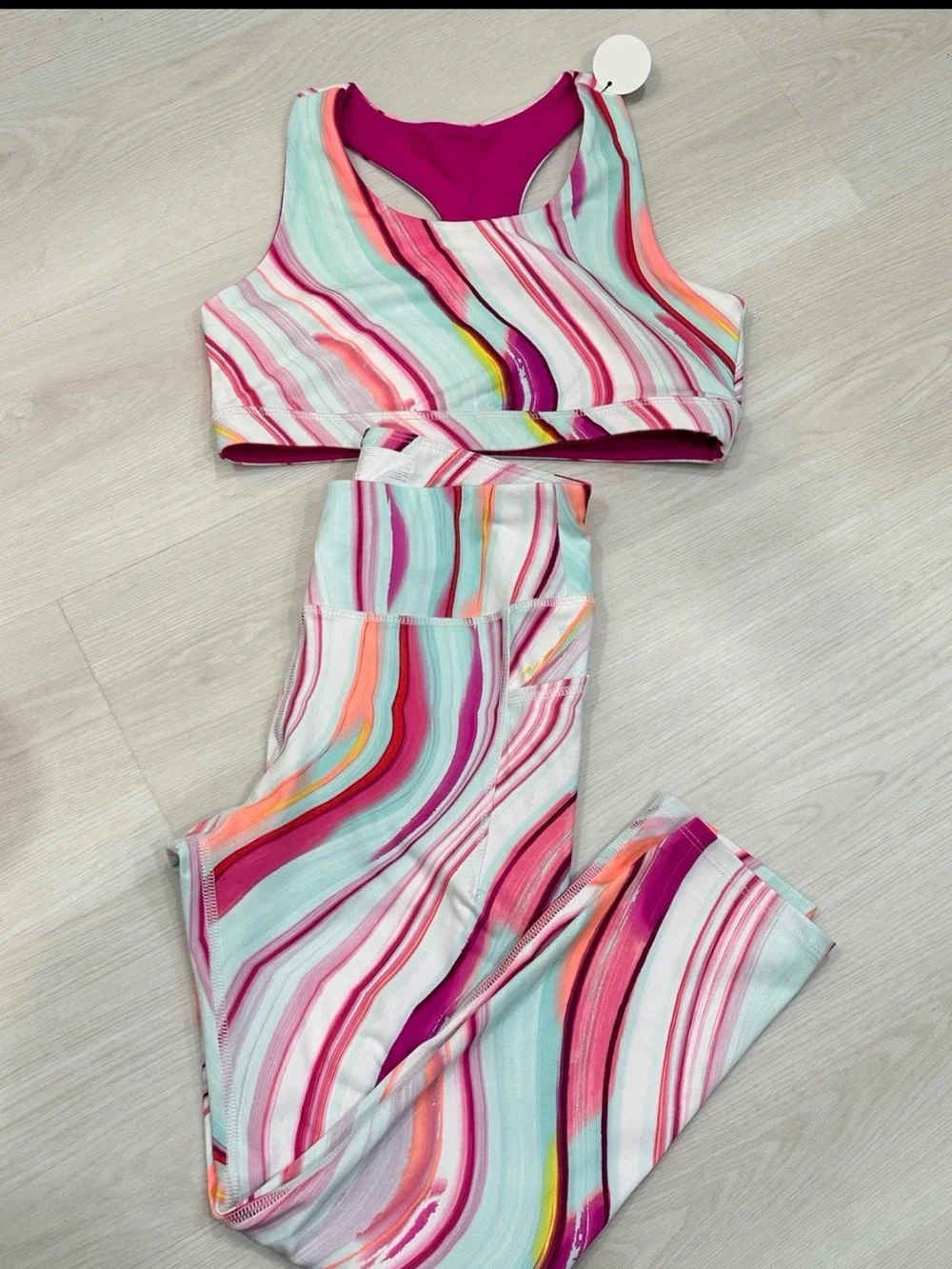Avia Multicolor Swirl Active One-Piece Set - Pink, Aqua, Coral, Yellow